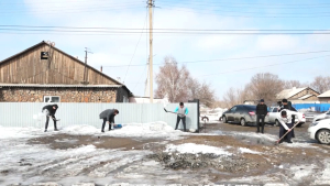 Дворы ветеранов и пенсионеров очистили от снега волонтёры Семея