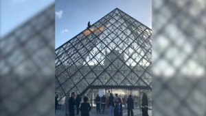 Экоактивисты облили краской стеклянную пирамиду Лувра