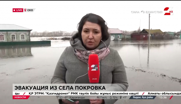 Река Есиль вышла из берегов и подтопила десятки домов в СКО