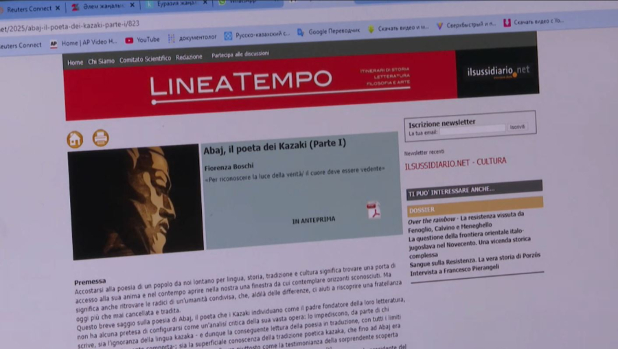 Италия журналында Абай Құнанбайұлына арналған мақала жарық көрді