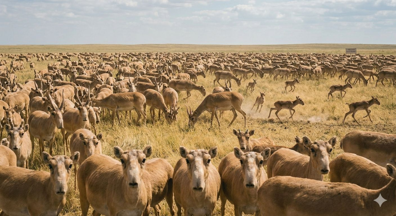 Рекорд в степи: численность сайгаков в Казахстане приблизилась к 5 млн