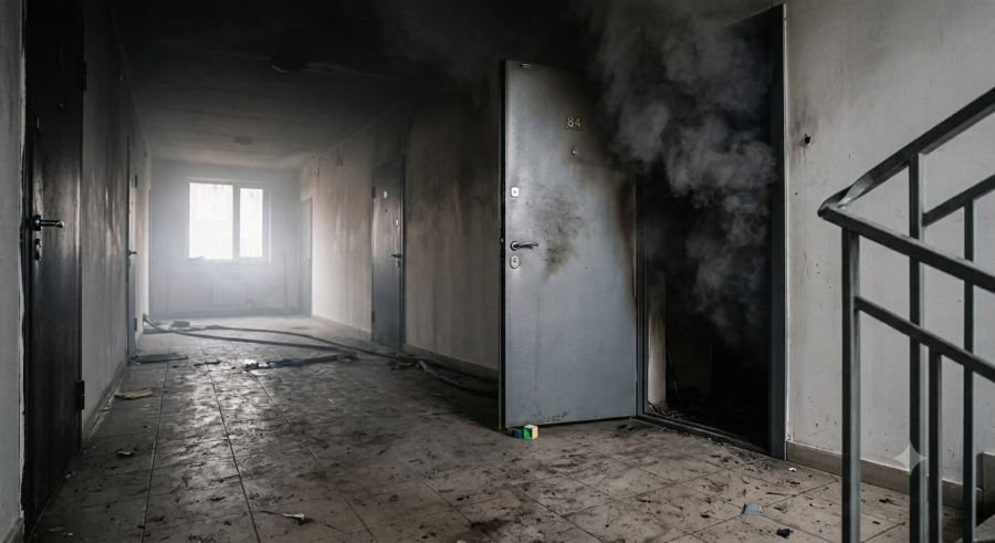 Полицейский вынес пятерых детей из горящей квартиры в Караганде