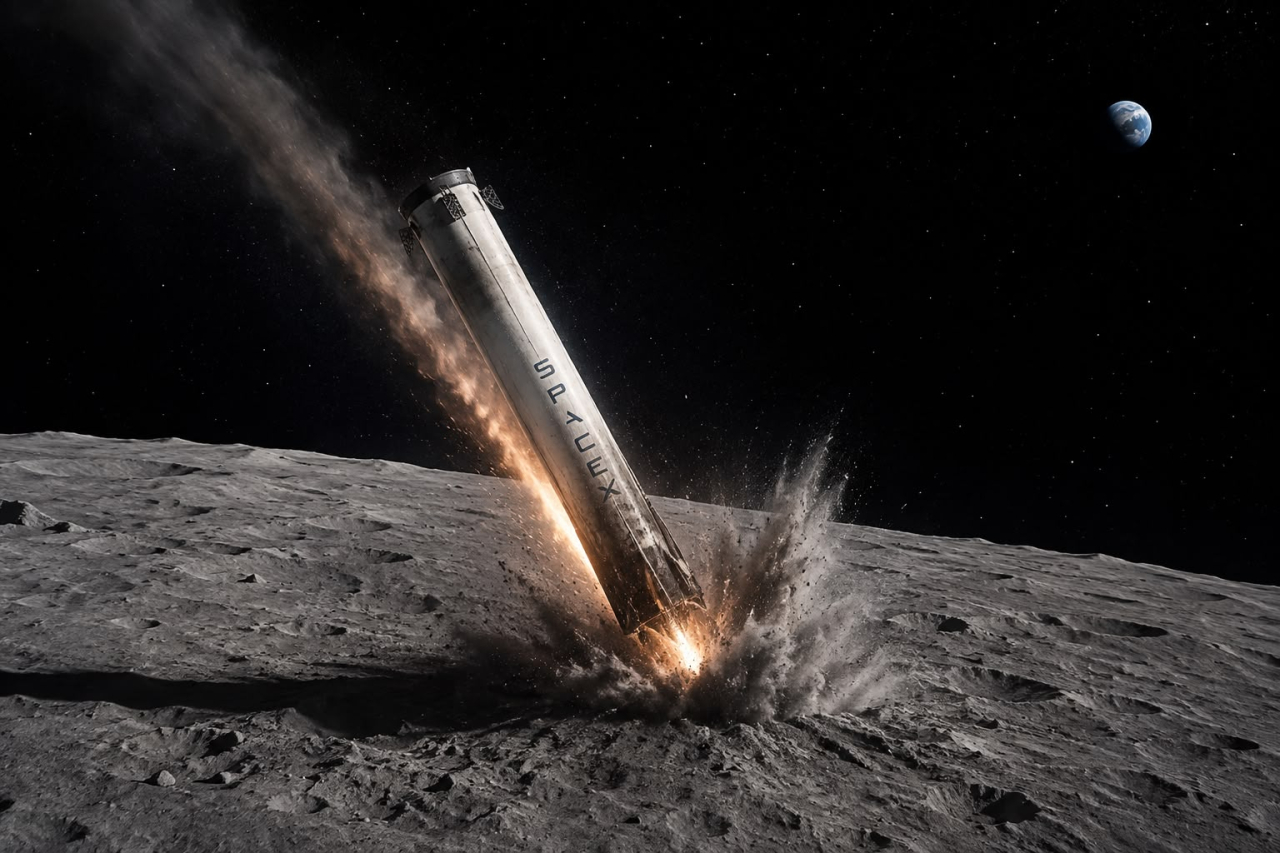 Неконтролируемая ступень SpaceX предположительно упала на Луну