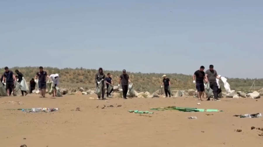 Чемпионы по армрестлингу вышли на субботник в Туркестанской области