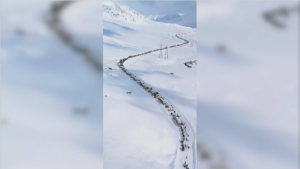 Трёхкилометровая пробка образовалась из-за схода лавин в Кыргызстане