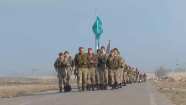 Марш-бросок в 24 км выполнили военнослужащие в Таразе