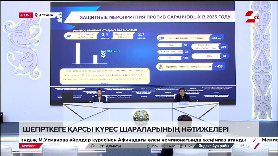 Шегірткеге қарсы күрес шараларының нәтижелері туралы. Брифинг