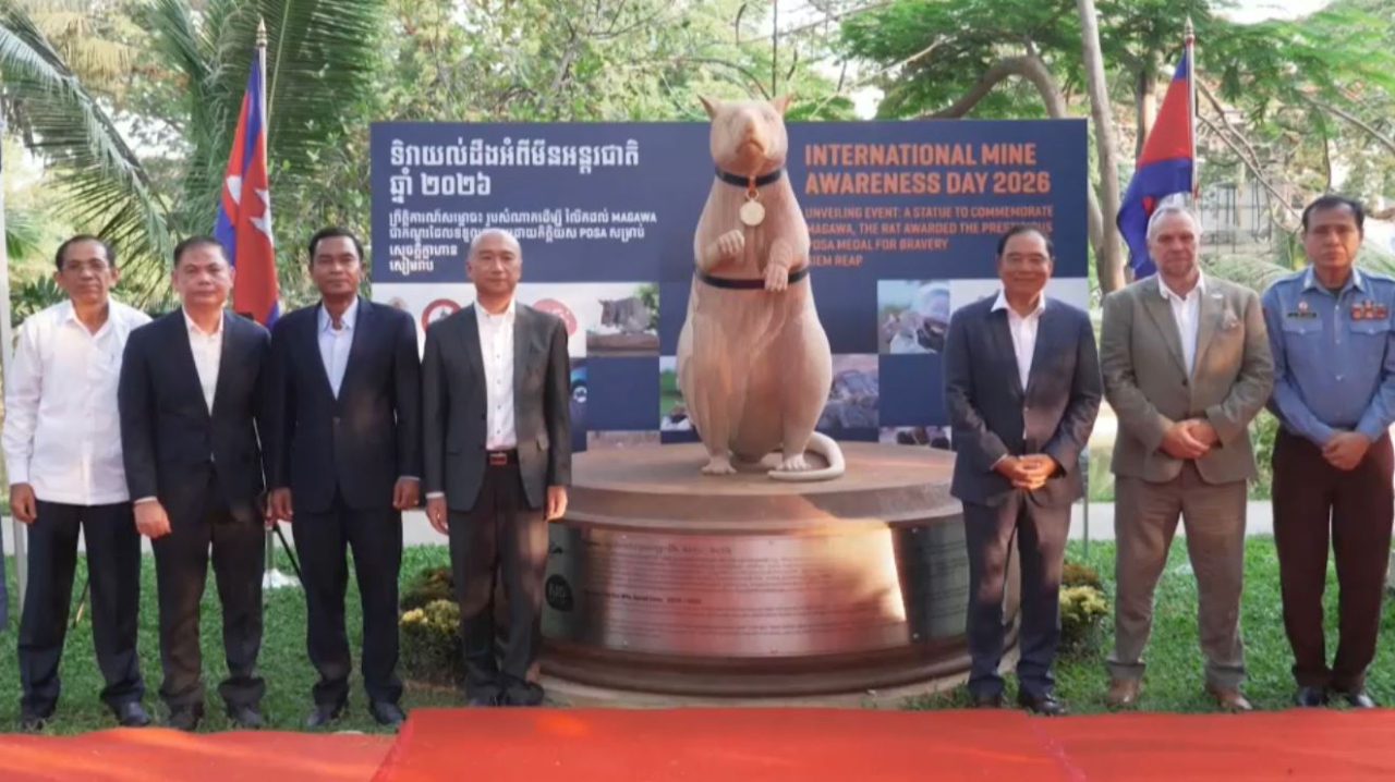 Памятник крысе-сапёру открыли в Камбодже