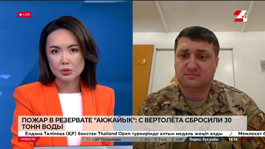 Пожар в атырауском резервате «Акжайык» тушат с воздуха. Назарали Селимов