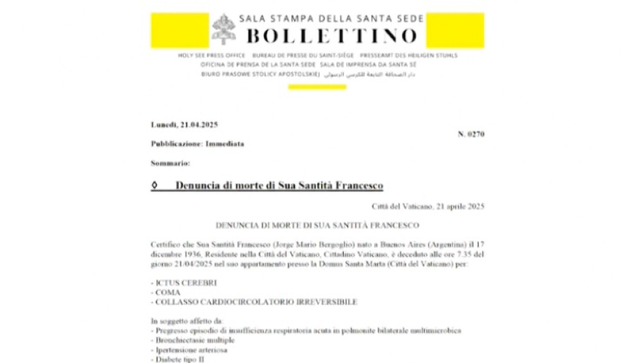 Причину смерти Папы Римского Франциска озвучили в Ватикане