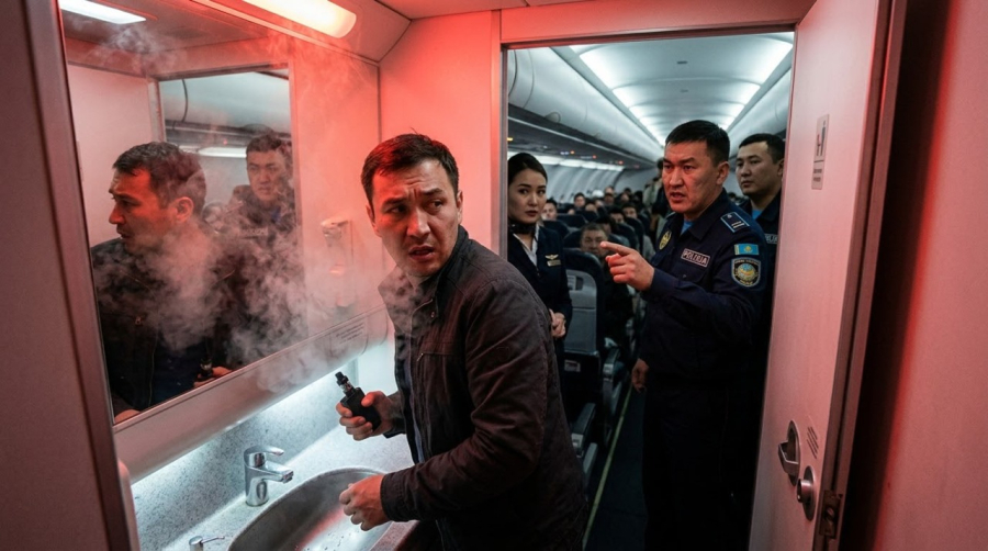 Ұшақ дәретханасында вейп шеккен шетелдік азамат рейстен түсірілді