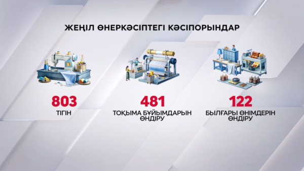 Жеңіл өнеркәсіп: елімізде тоғыз инвестициялық жоба іске қосылады