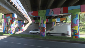 Студенты разрисовали мост в Алматы