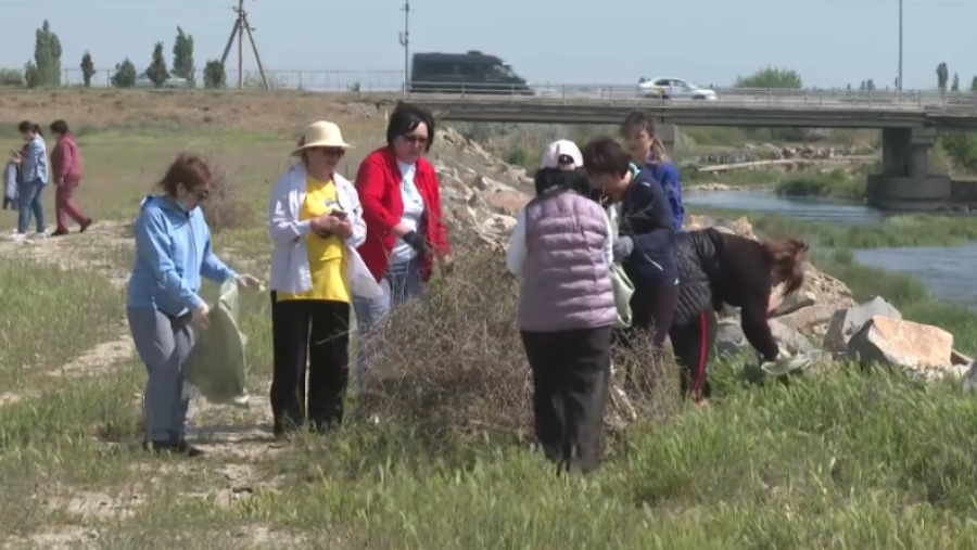 Экоактивисты очистили от мусора берег реки Талас