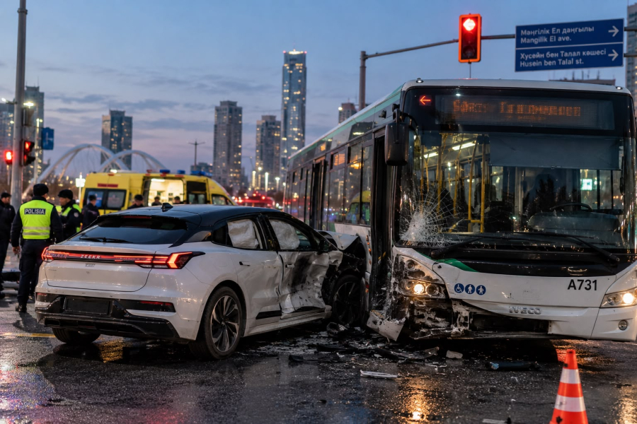 Zeekr не уступил автобусу: четыре человека пострадали в Астане