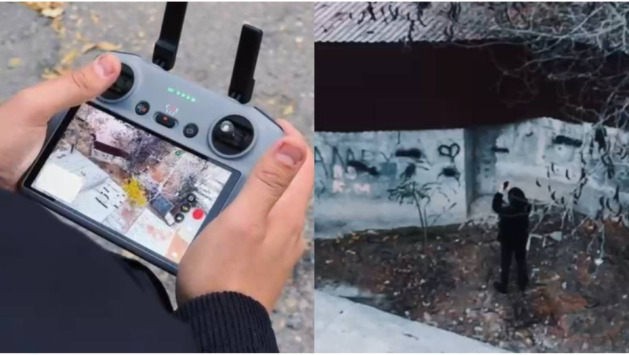 Полицейский беспилотник заснял закладчика в Шымкенте