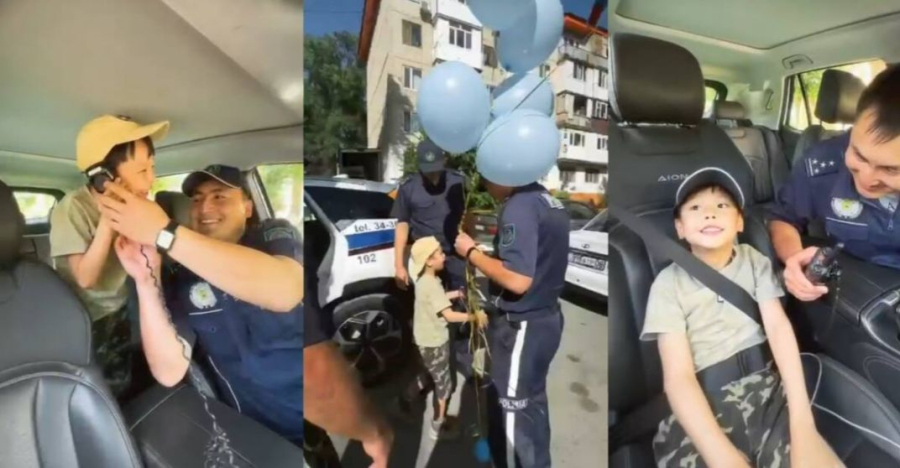 Необычный подарок от полиции получил шестилетний мальчик в Жамбылской области