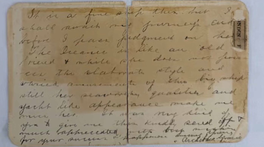 «Титаник» апатынан аман қалған жолаушының хаты 400 000 долларға сатылды