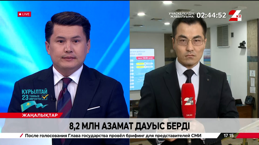 8,2 млн азамат дауыс берді. LIVE