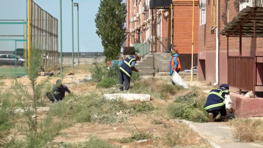 Қызылордада көпқабатты үйлердің ауласы тазаланды