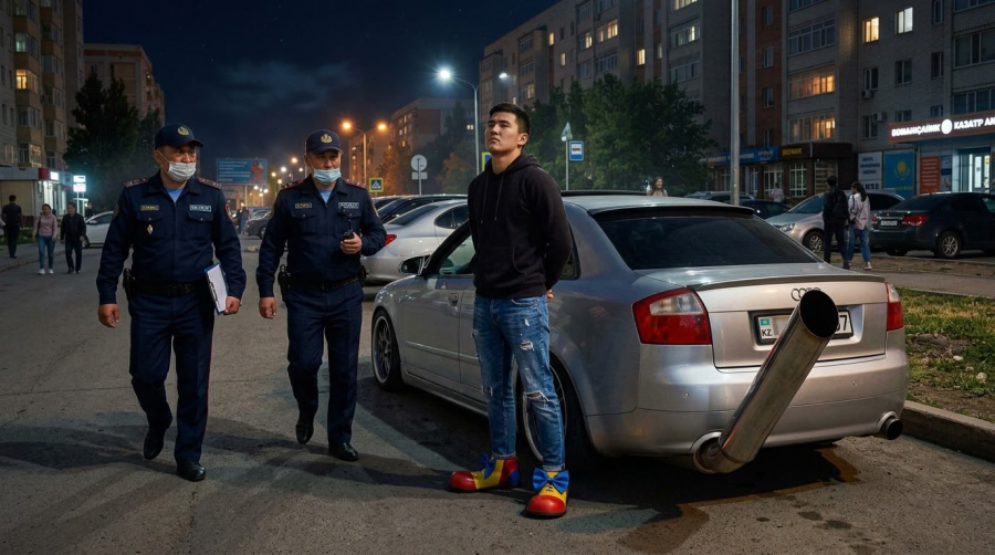 Audi с громким выхлопом отправили на спецстоянку в Астане