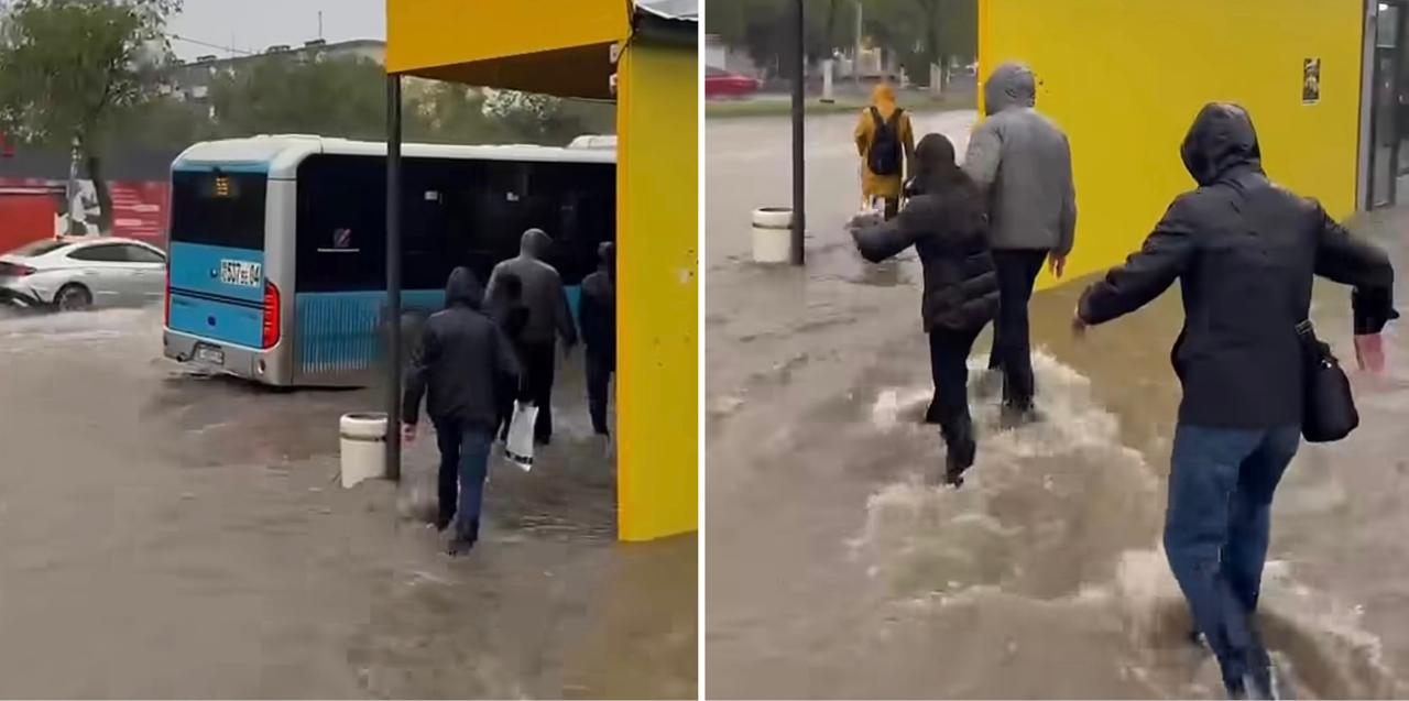 Ақтөбеде нөсерден кейін бірнеше көше мен ауланы су