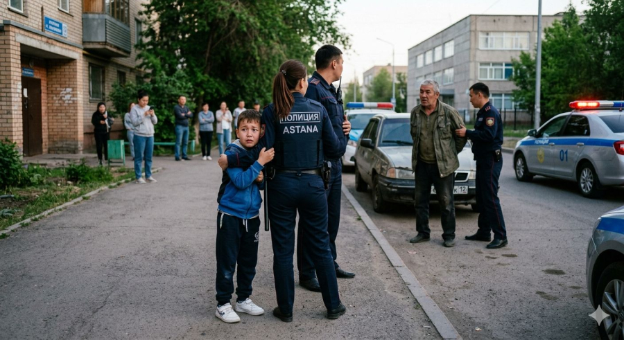 ⁠Прохожие вмешались в последний момент: в Астане мужчина потащил ребенка в заброшенный двор