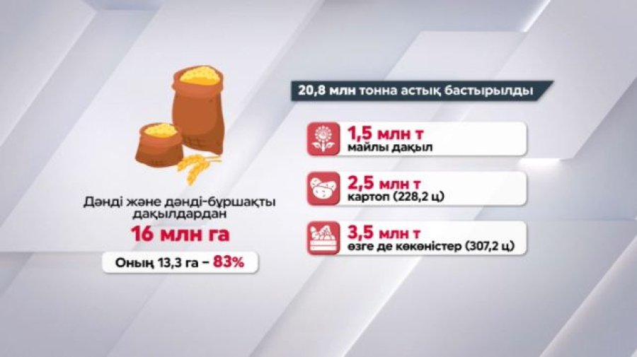 Елде 16 млн га алқаптан өнім алу жоспарланып отыр