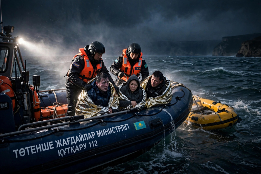 Маңғыстауда теңізге ағып кеткен үш адам құтқарылды