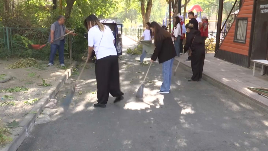 Шымкентте тұрғын үйлердің ауласы тазартылды