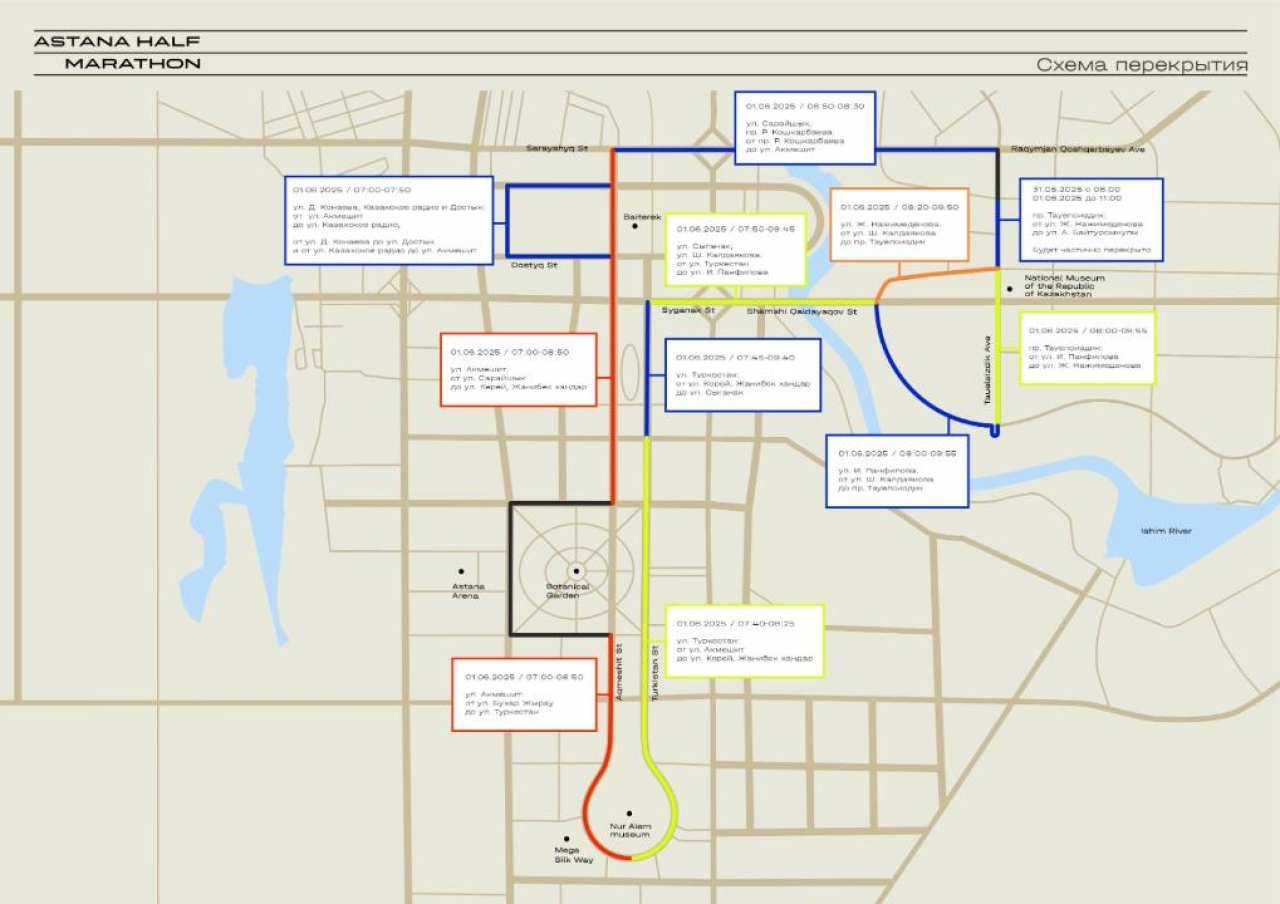 Astana Half Marathon: Елордадағы бірқатар көше уақытша жабылды