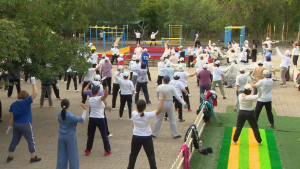 Гимнастику по кунг-фу практикуют горожане в Астане