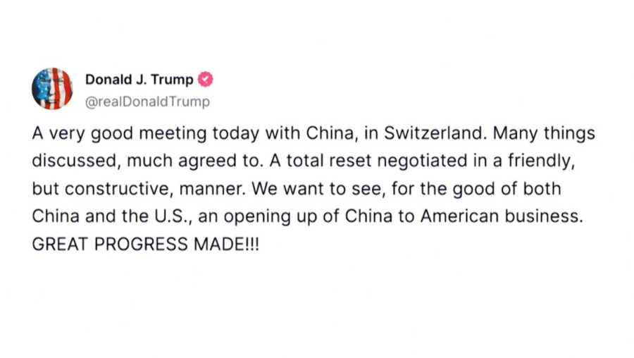 Дональд Трамп Женевадағы қытаймен сауда келіссөзін оң бағалады