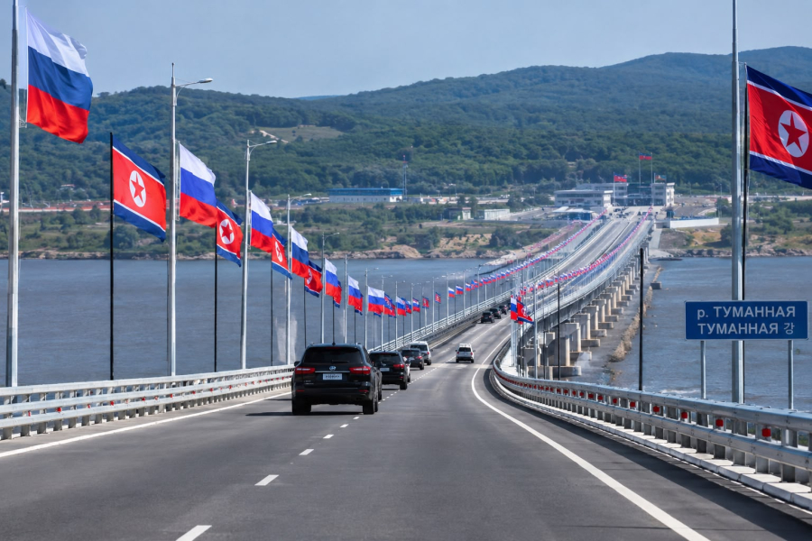 Россия и КНДР открыли первый автомобильный мост между странами