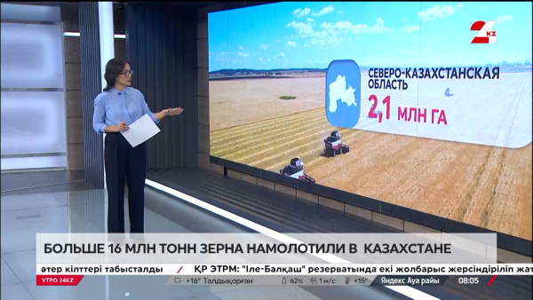 Больше 16 млн тонн зерна намолотили в  Казахстане