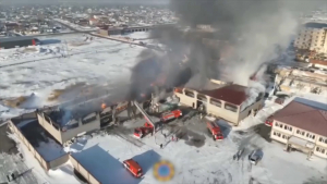 Крупный пожар в Астане: горит склад