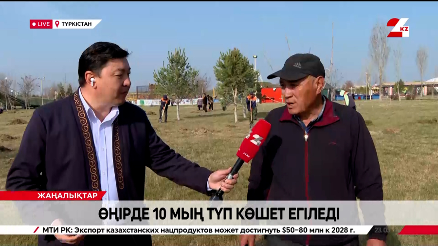Түркістанда 10 мың түп көшет егіледі. LIVE