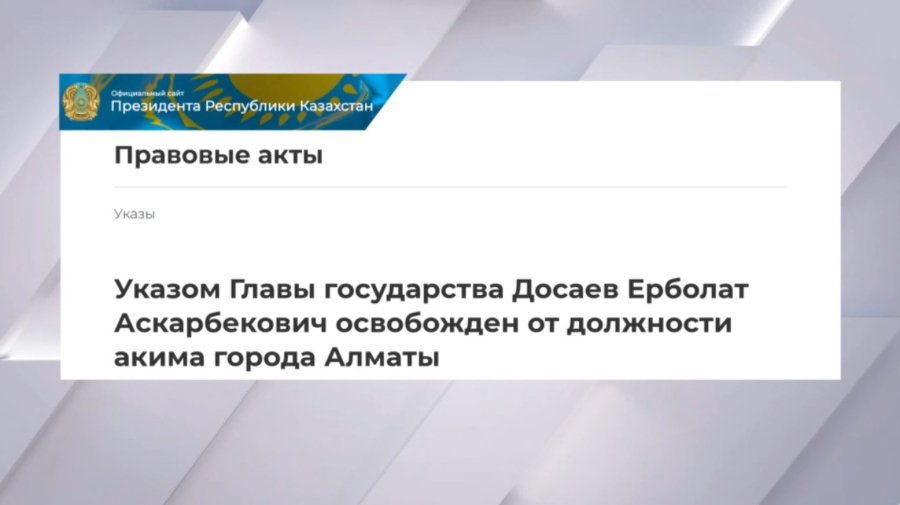 Ерболат Досаев освобождён от должности акима Алматы