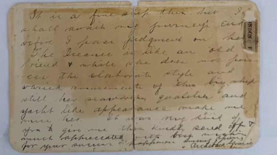 Письмо выжившего пассажира «Титаника» продали за $400 тысяч