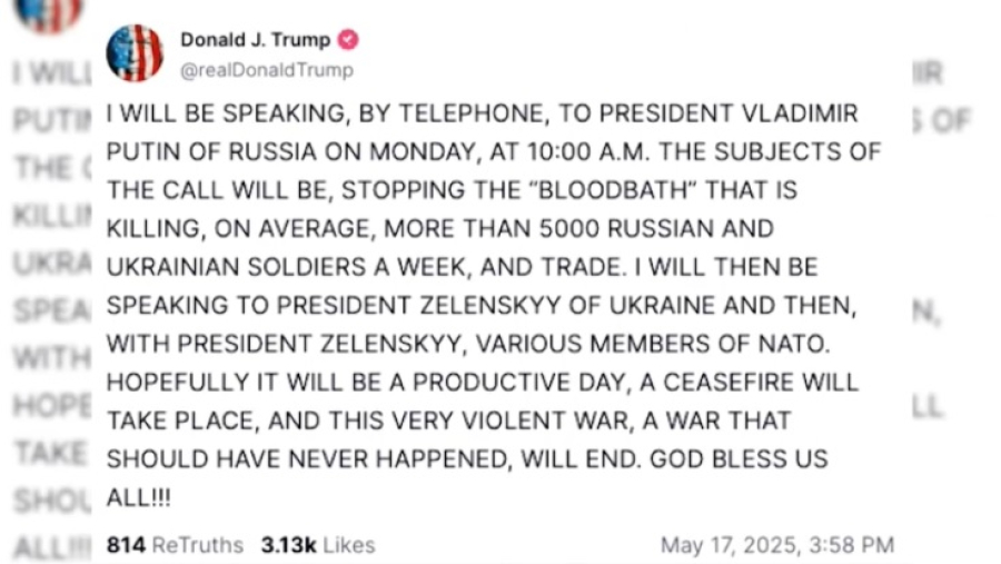 Трамп анонсировал разговоры с Путиным и Зеленским