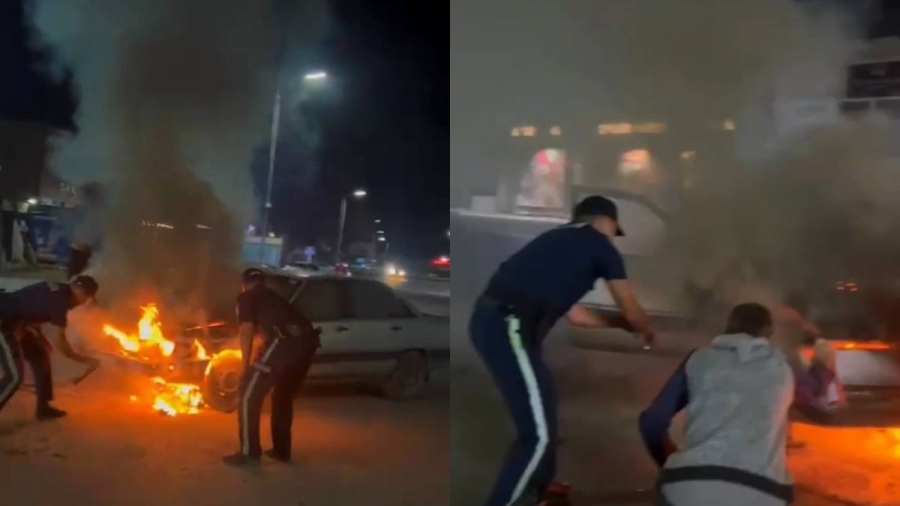 Полицейские спасли людей при возгорании машины в области Абай